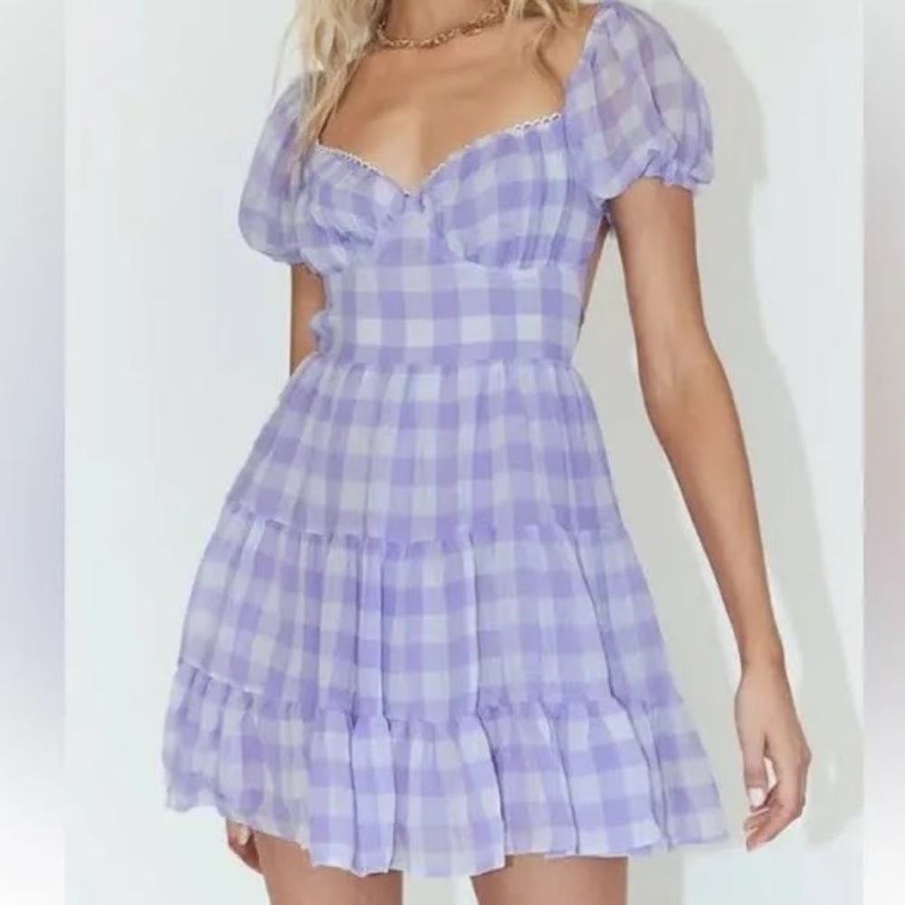 Princess Polly Danny Mini Flared Backless Dress Lilac NWOT